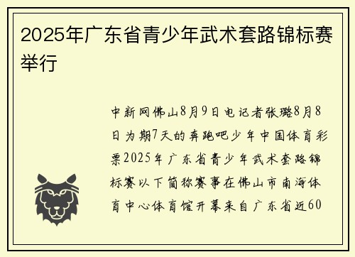 2025年广东省青少年武术套路锦标赛举行
